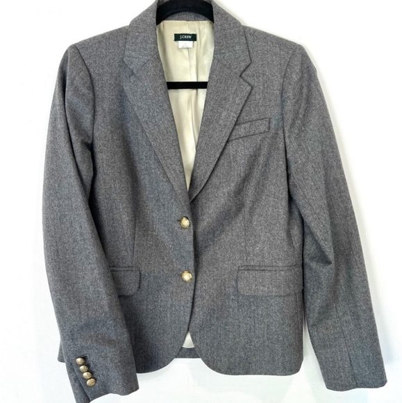 J. Crew Jackets & Coats Jcrew Gray Wool School Boy Blazer With Gold